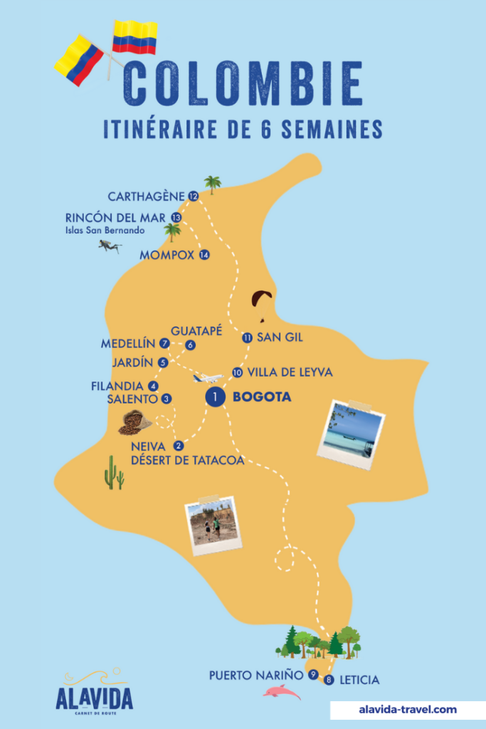 épingle pinterest carte itinéraire Colombie
