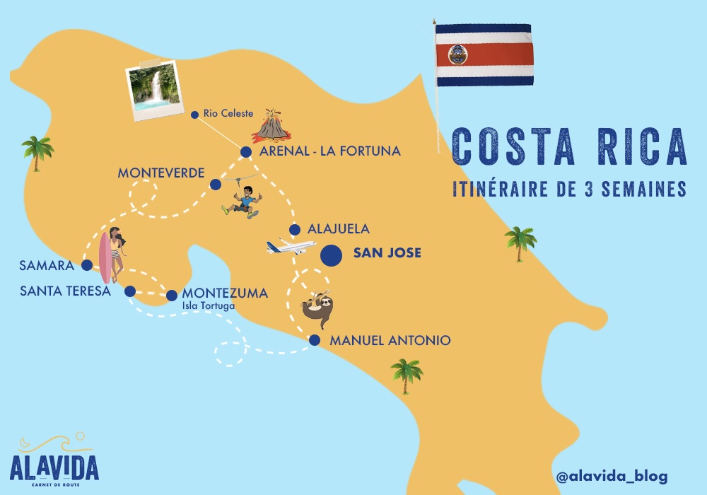 carte itinéraire Costa Rica