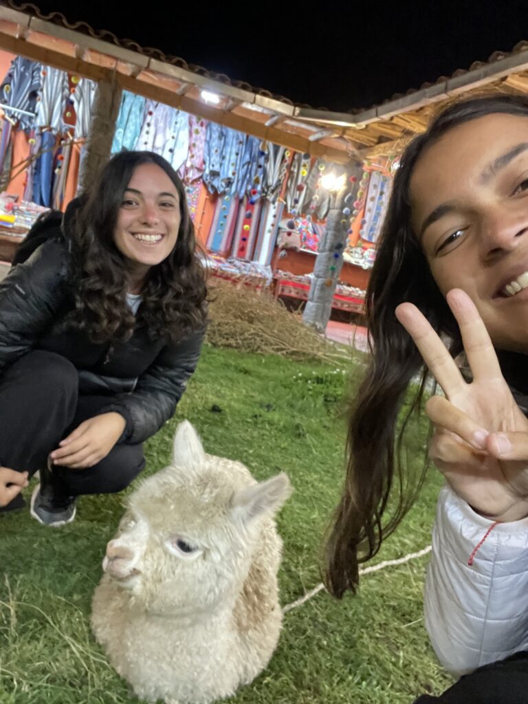 Photo avec un lama à Chinchero
