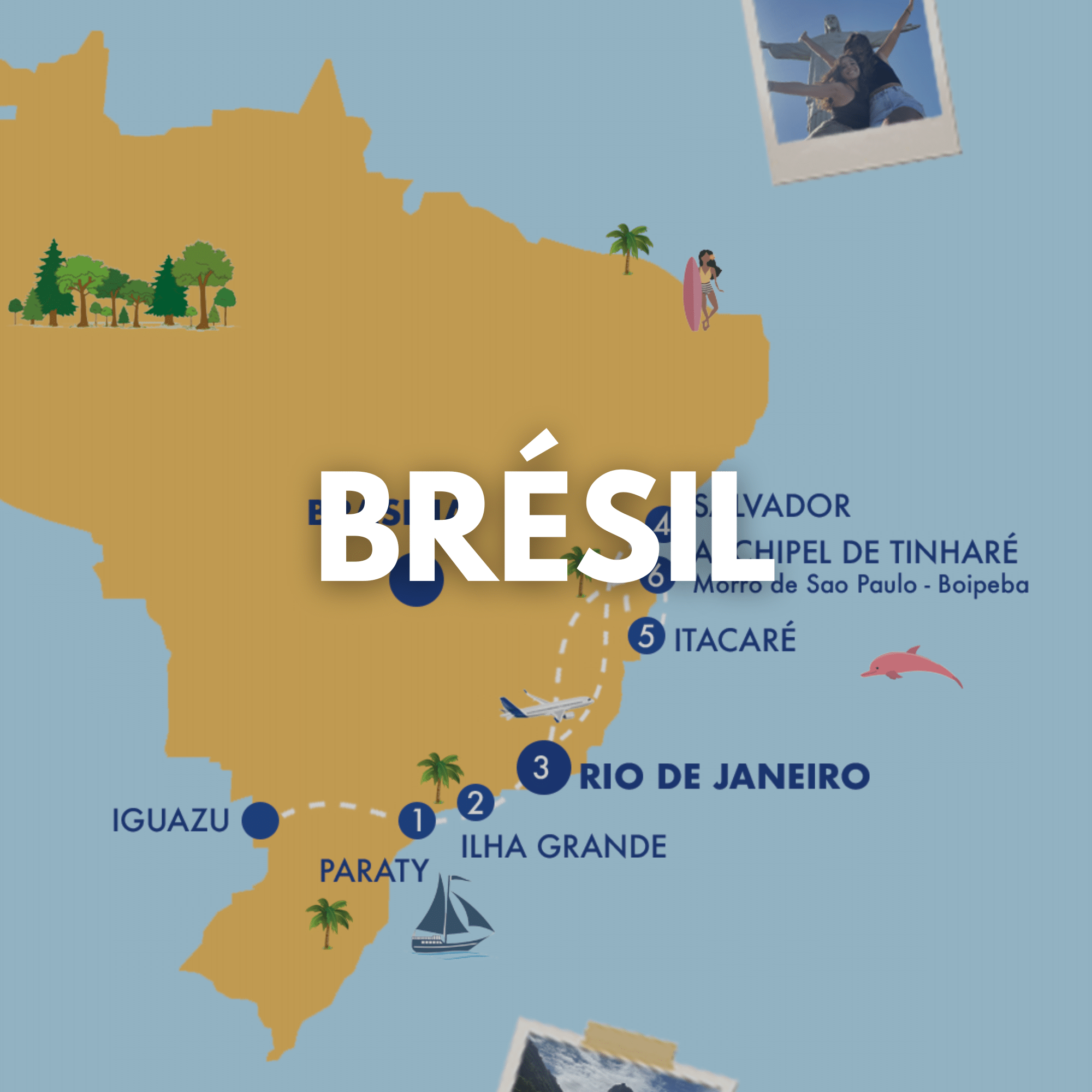 carte du brésil, lien vers tous les articles sur le brésil